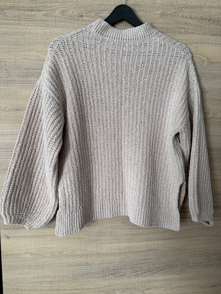 Bej Örgü Kadın Uzun Kollu Triko kazak - Görsel 2