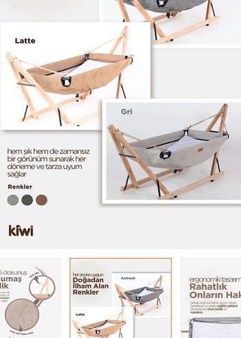 Gri Doğal Ahşap Bebek Hamak - Görsel 3