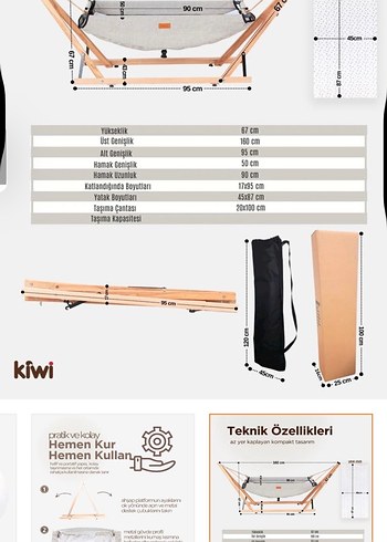 Gri Doğal Ahşap Bebek Hamak - Görsel 2