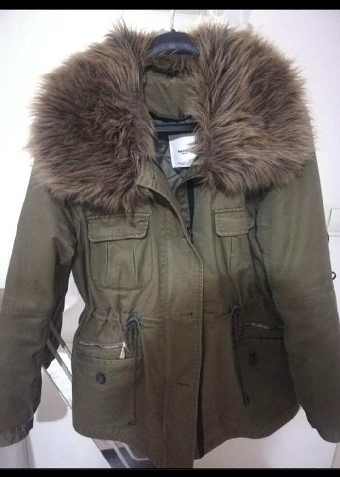 Mango haki mont parka - Görsel 4
