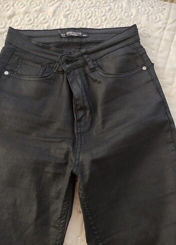 Deri mumlu jean pantolon 