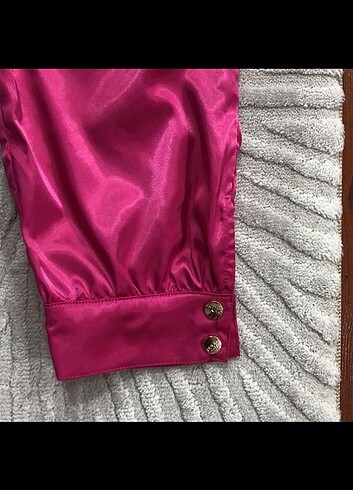 Fuşya pembe joger saten rahat. Pantolon - Görsel 5