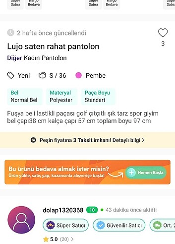 Fuşya pembe joger saten rahat. Pantolon - Görsel 6