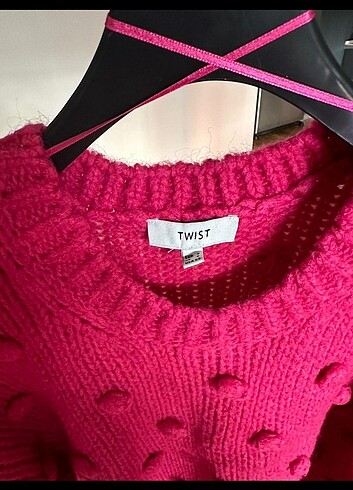 Twist fuşya pembe kazak