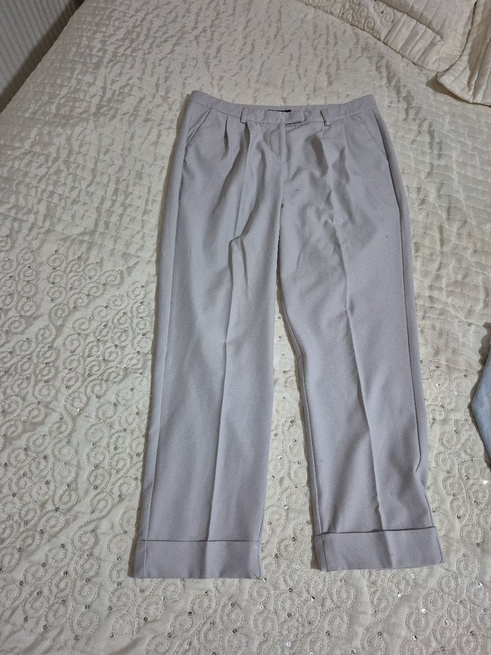 Gri pileli havuç Krep Kadın Pantolon - Görsel 2