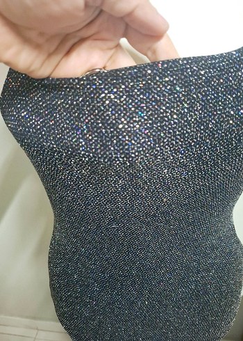 Payetli Uzun Gri Kadın Abiye Elbise - Görsel 5