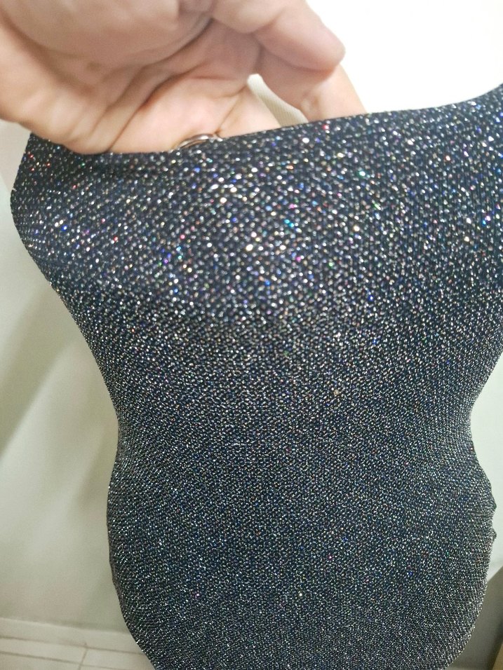 Payetli Uzun Gri Kadın Abiye Elbise - Görsel 5