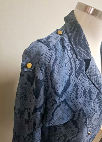 Desenli Mavi Şifon Kadın Elbise - Görsel 2