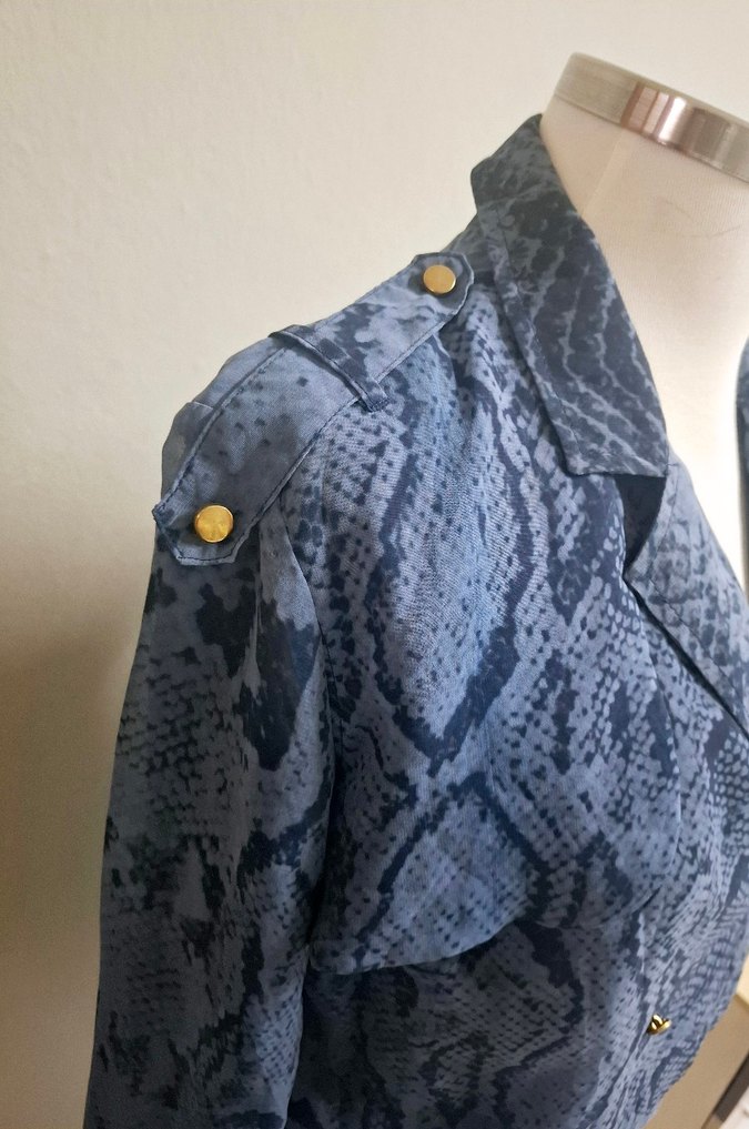 Desenli Mavi Şifon Kadın Elbise - Görsel 2