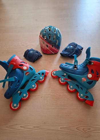 Renkli Erkek Kaykay Seti - Mavi Plastik