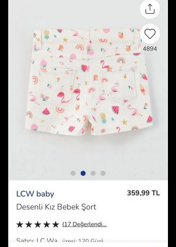 LC Waikiki Desenli Kız Çocuk Şort LCW Baby