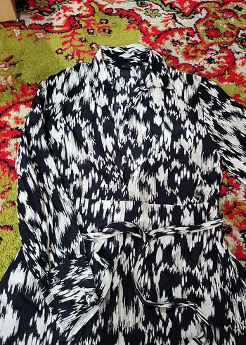 Uzun Kollu Bohem Bağlamalı Kadın Elbise - Görsel 3