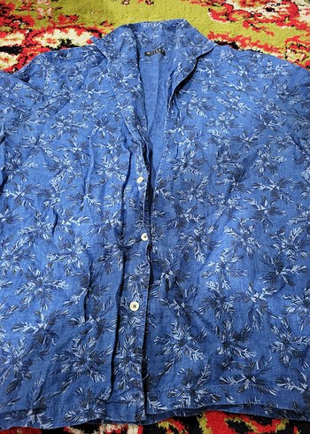 Bohem Rüzgarı Mavi Keten Gömlek - Görsel 3