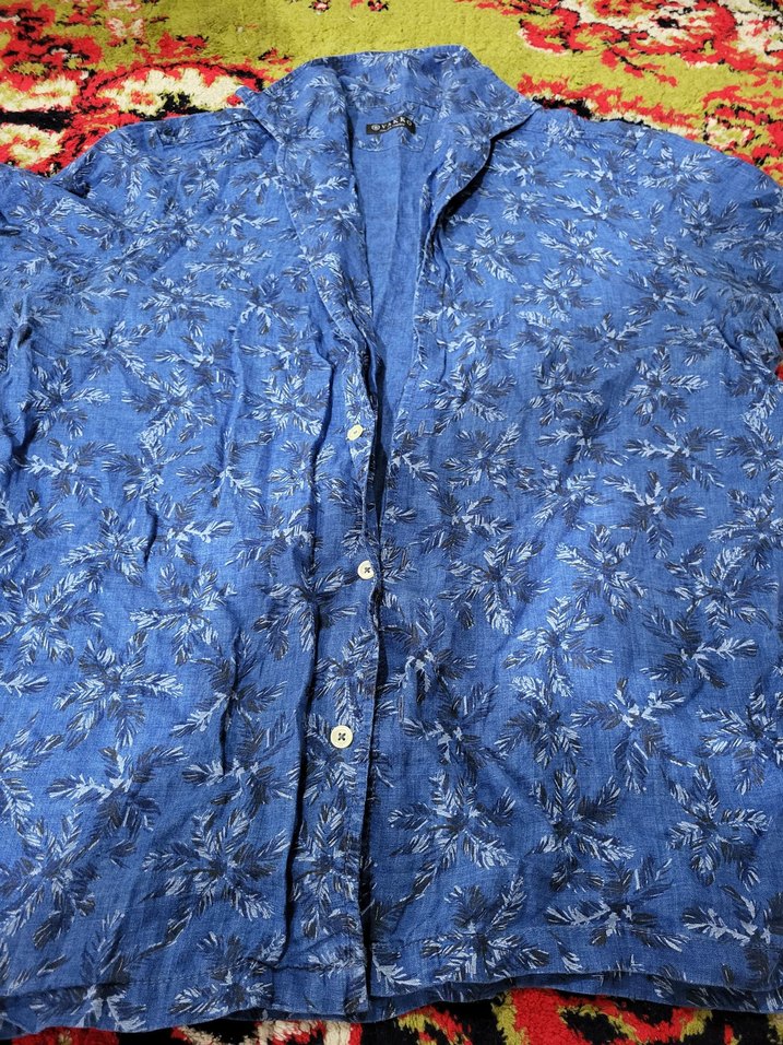 Bohem Rüzgarı Mavi Keten Gömlek - Görsel 3