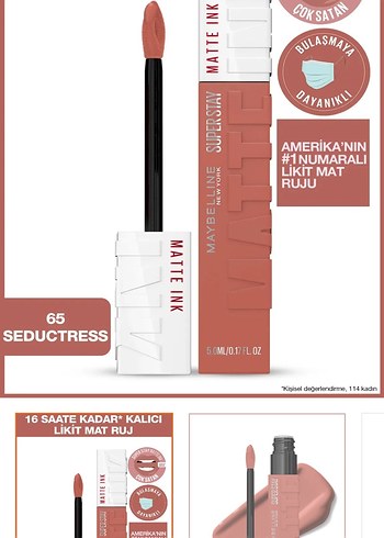 Maybelline Matte Ink 65 Seductress Likit Mat Ruj
