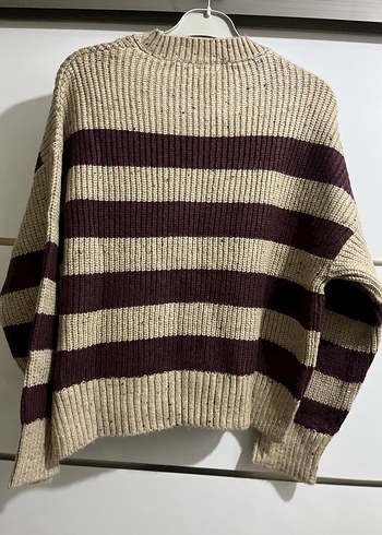 Çizgili Örgü Kadın Kazak - Görsel 3