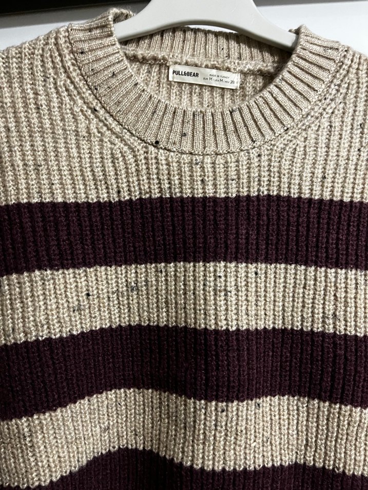 Çizgili Örgü Kadın Kazak - Görsel 2