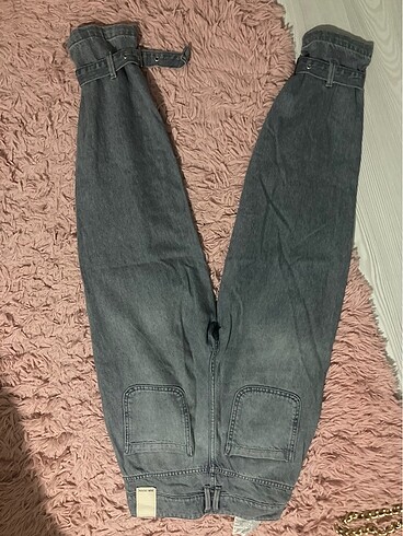 xs Beden mavi Renk Zara sold out slouchy kemerli manşetli pantolon