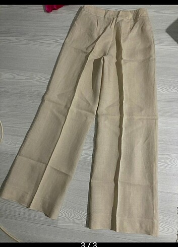 Mango Mango vintage kalite bej keten palazzo pantolon