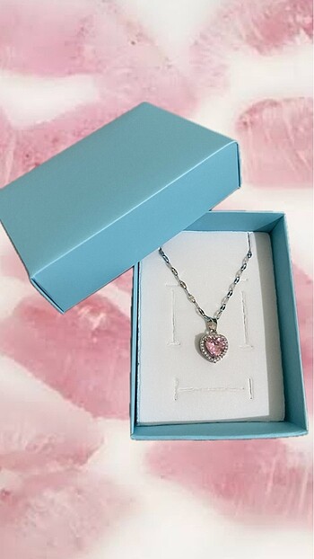 Pink heart lolita çelik kolye
