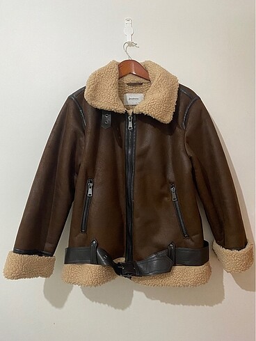 Stradivarius çift taraflı kürklü biker mont