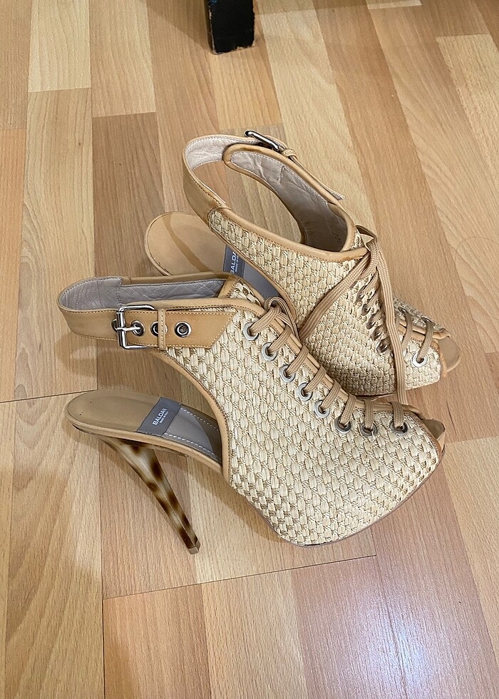 Baldan made in italy hasır ince topuklu platform ayakkabı - Görsel 3