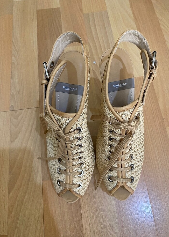 Baldan made in italy hasır ince topuklu platform ayakkabı - Görsel 5