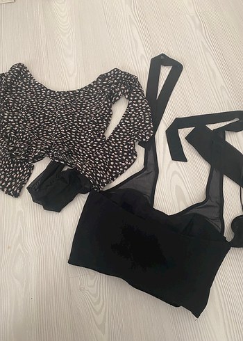 Y2k fairycore grunge bershka bluz kayık yaka ikisi bir arada - Görsel 5