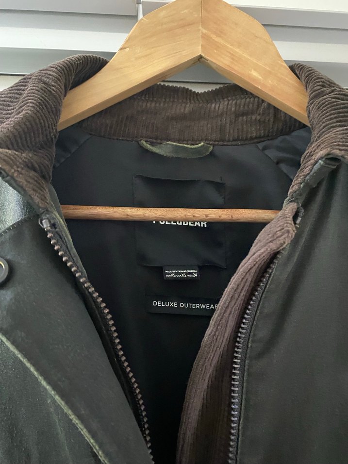 Pull bear yağlı mumlu waxlı kaban ceket - Görsel 2