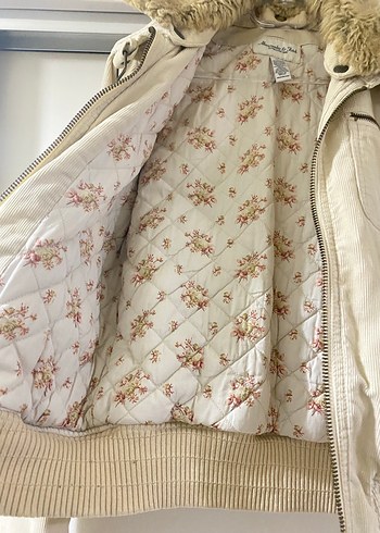 Abercrombie fitch y2k vintage Bej Kürklü Kadın mont - Görsel 6