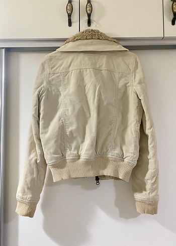 Abercrombie fitch y2k vintage Bej Kürklü Kadın mont - Görsel 2