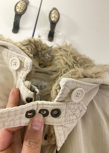 Abercrombie fitch y2k vintage Bej Kürklü Kadın mont - Görsel 5