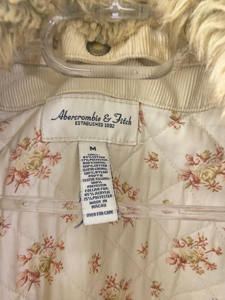 Abercrombie fitch y2k vintage Bej Kürklü Kadın mont - Görsel 4