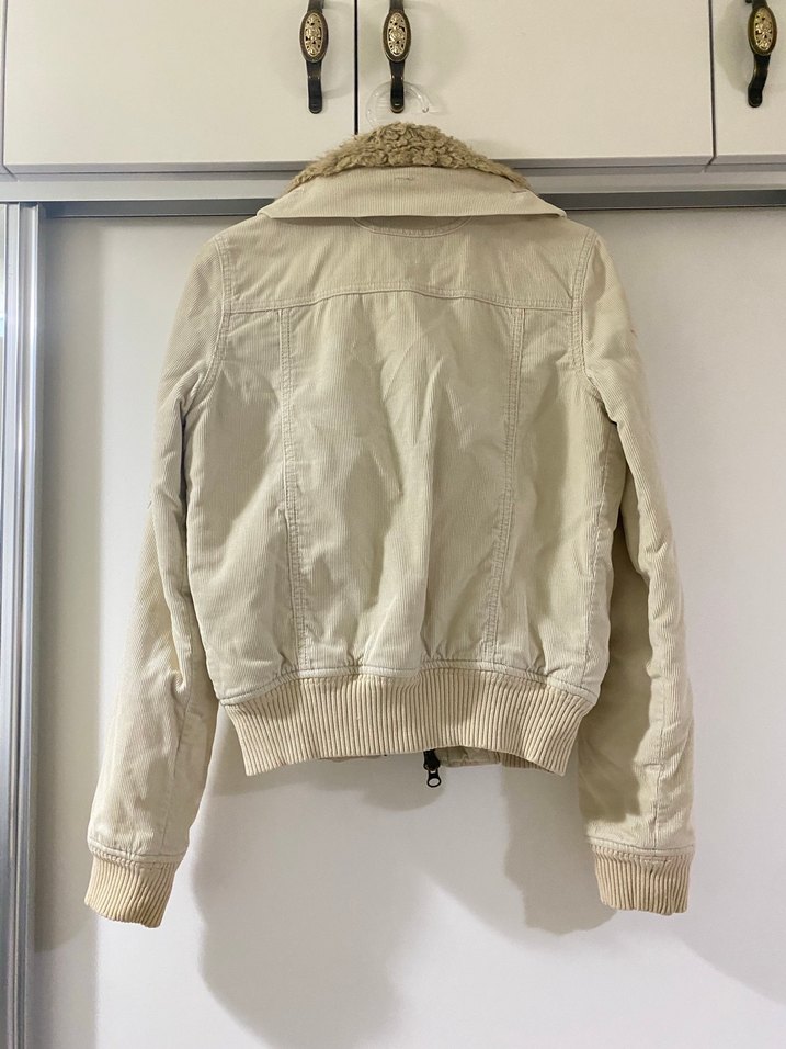 Abercrombie fitch y2k vintage Bej Kürklü Kadın mont - Görsel 2