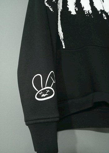 Siyah Kapüşonlu Uzun Kollu Oversize Sweatshirt - Görsel 2