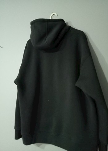 Siyah Kapüşonlu Uzun Kollu Oversize Sweatshirt - Görsel 3