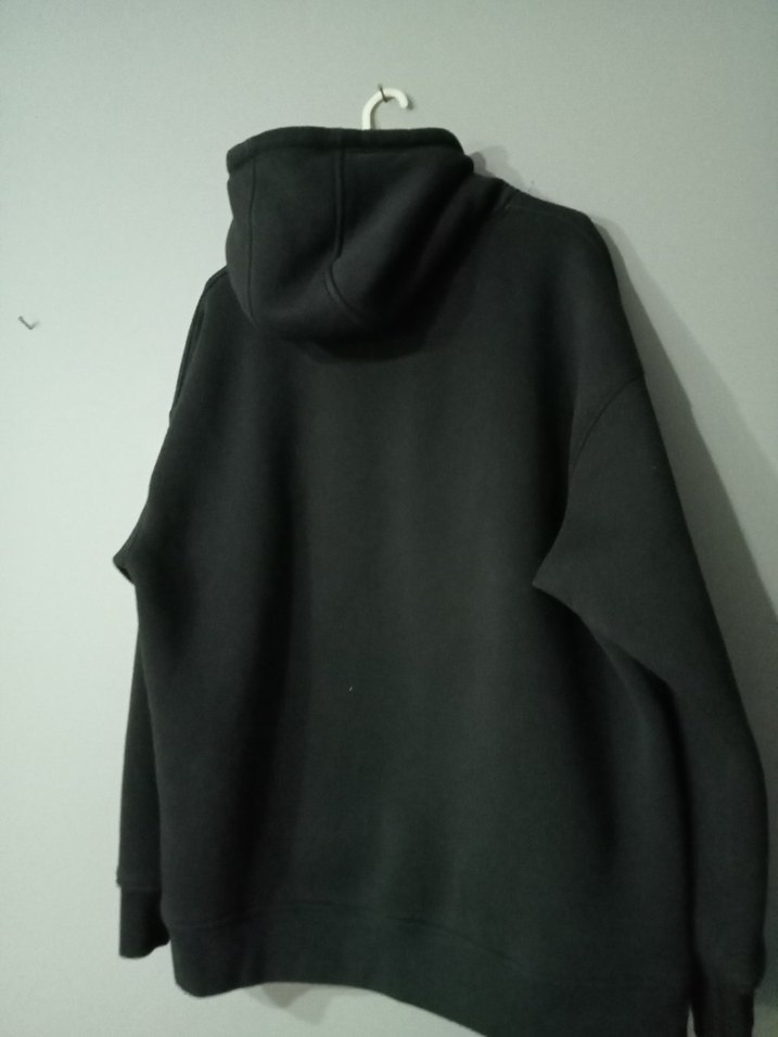 Siyah Kapüşonlu Uzun Kollu Oversize Sweatshirt - Görsel 3