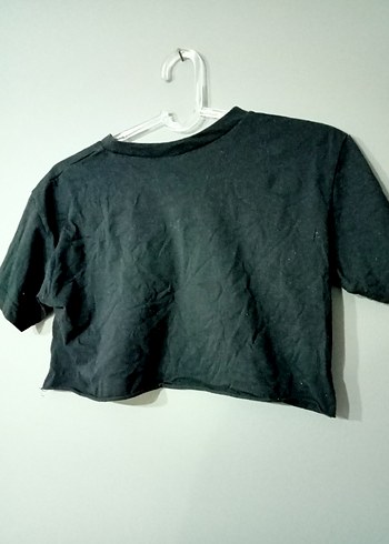 Kadın Siyah Kısa Kollu Crop Top - Görsel 2