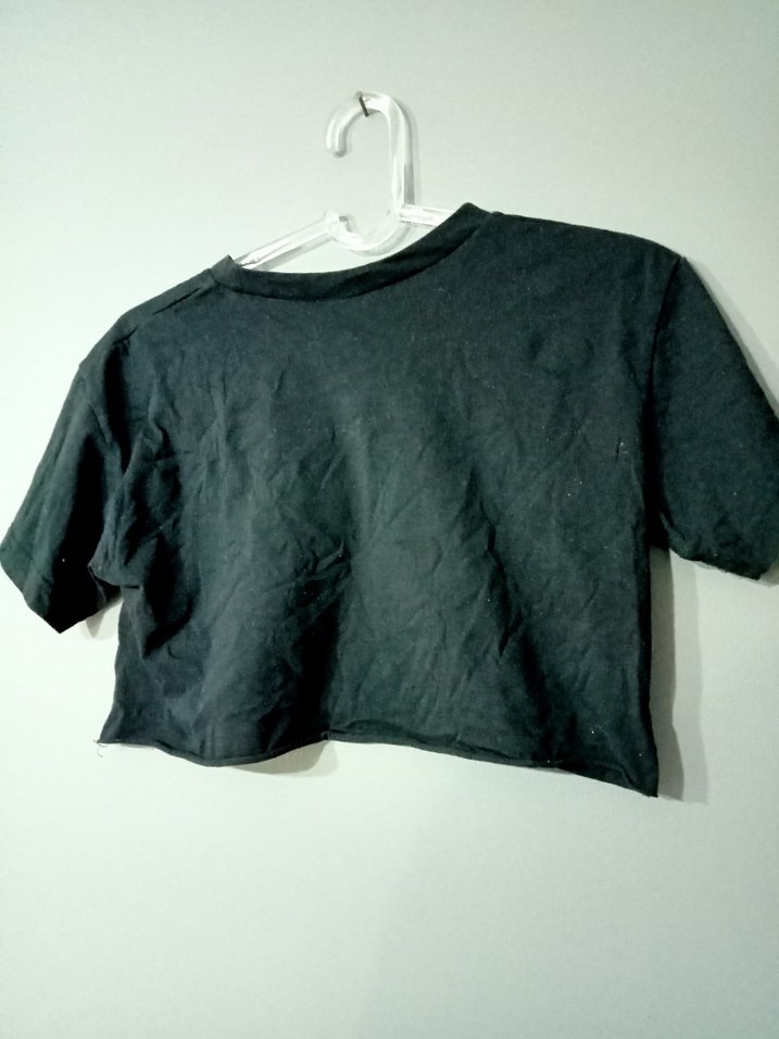 Kadın Siyah Kısa Kollu Crop Top - Görsel 2