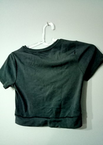 Siyah Kısa Kollu Crop Top - Görsel 2