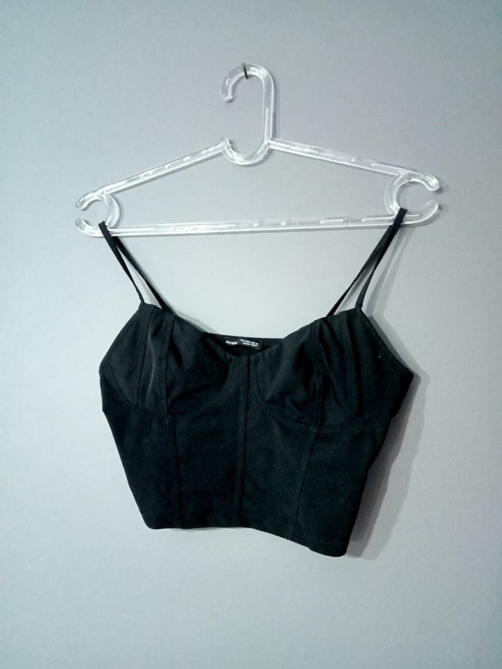 Siyah Süet V Yakalı Kadın Büstiyer - Görsel 3