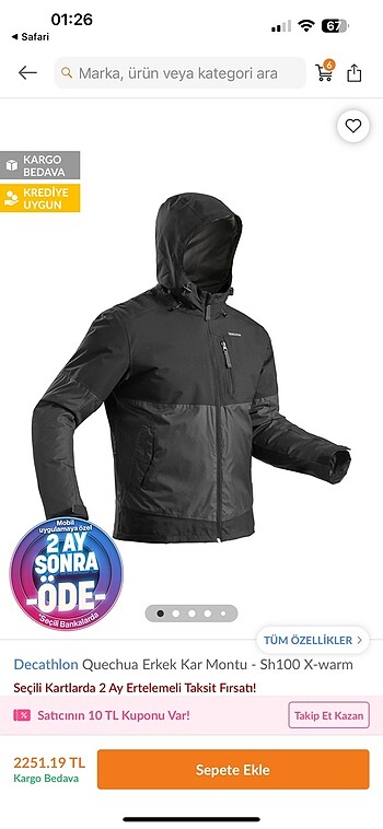 Decathlon Quecha erkek kar montu