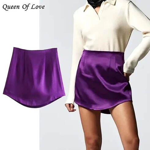 Zara mor saten etek