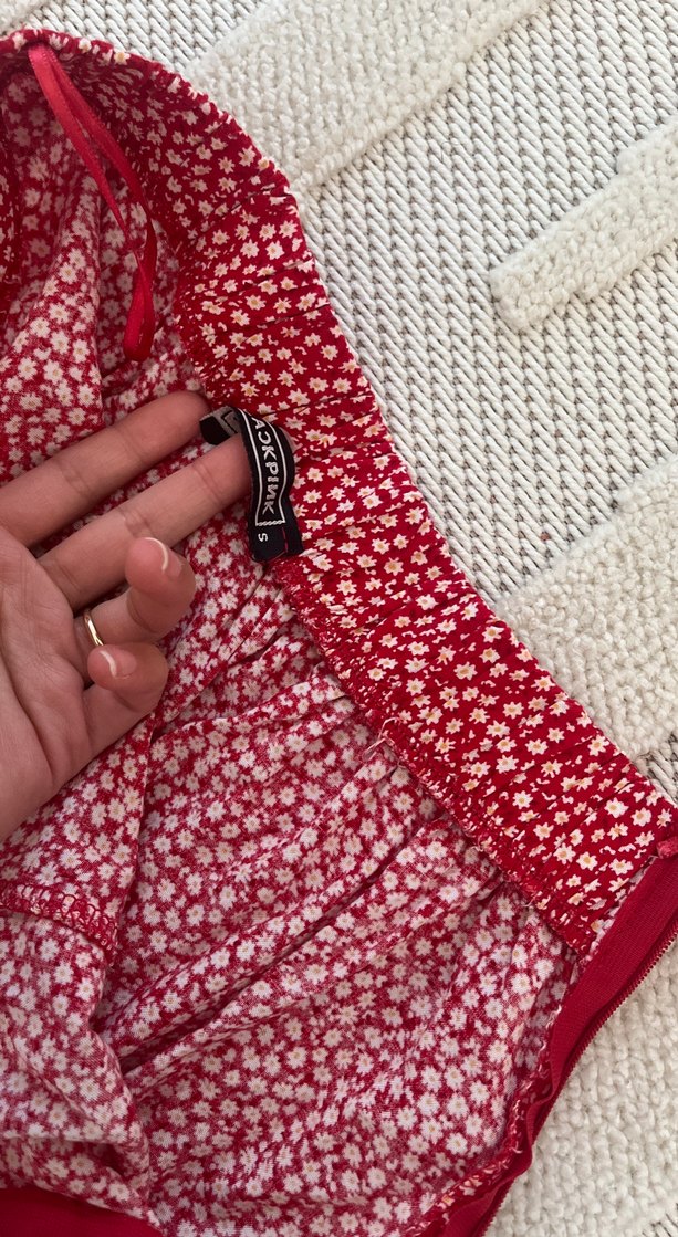 Kırmızı Volanlı Bohem Midi Etek - Görsel 2