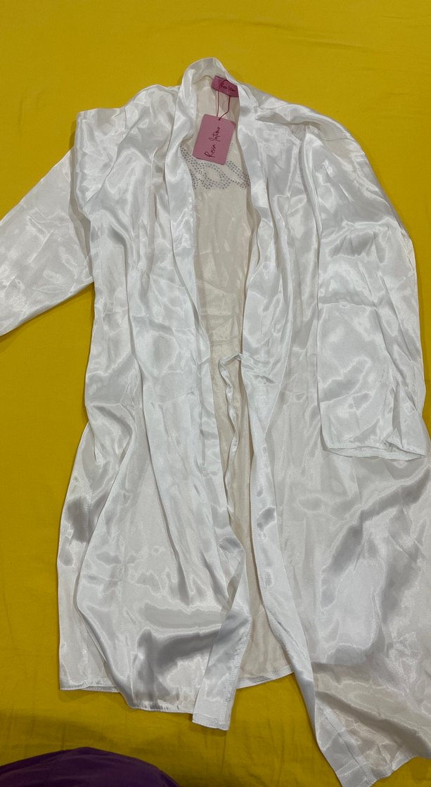 Baskılı Beyaz Kadın Midi Robe - Görsel 2