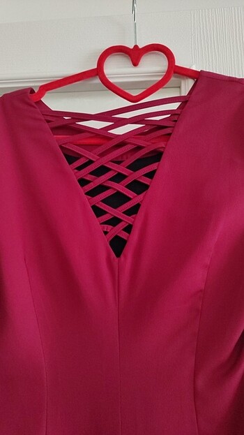 Bordo ve nar çiçeği elbise - Görsel 6