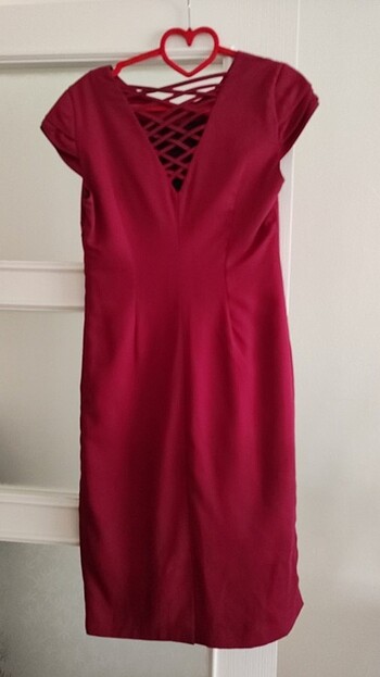 Bordo ve nar çiçeği elbise - Görsel 7