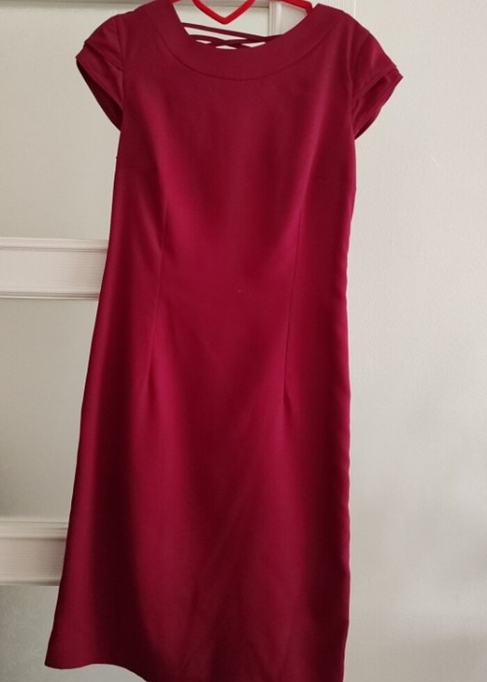 Bordo ve nar çiçeği elbise - Görsel 4