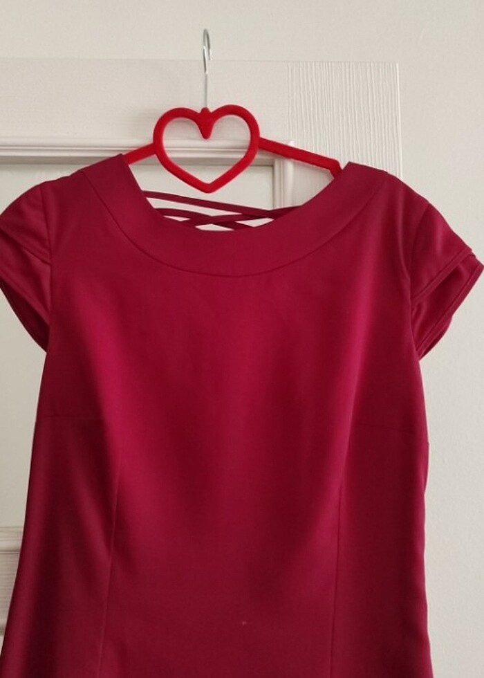 Bordo ve nar çiçeği elbise - Görsel 5