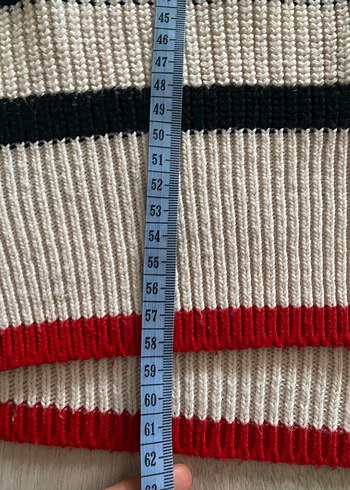 Çizgili Boğazlı Örgü Kadın Kazak - Görsel 2